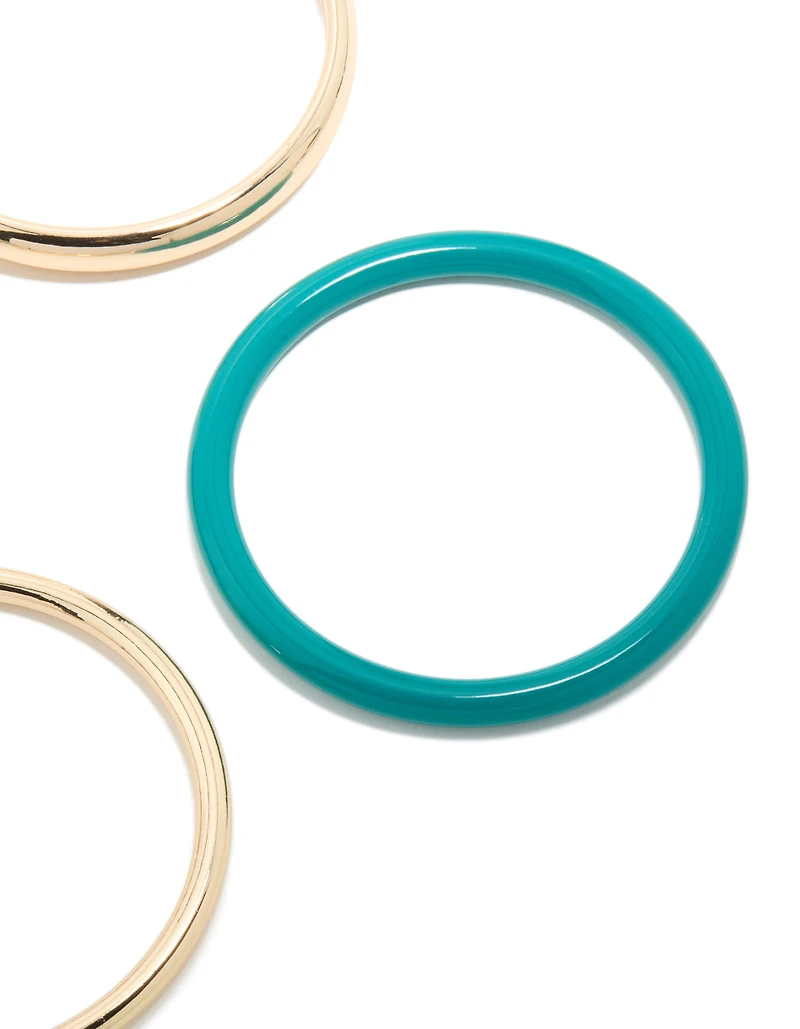 Gold, Brown & Blue Acrylic Bangles 4-Pack