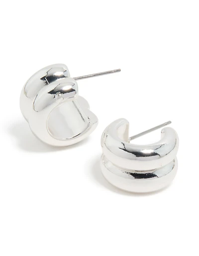 Boucles d'oreilles créoles argentées aux côtes épaisses