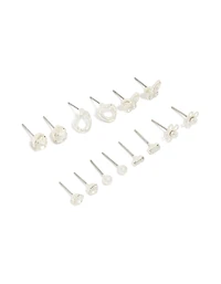 Silver Butterfly & Diamante Teardrop Earrings 7-Pack