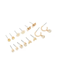 Gold Flower & Bow Earrings 7-Pack