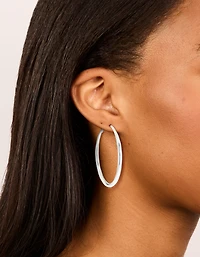 Silver Plated Dome Hoop Earrings