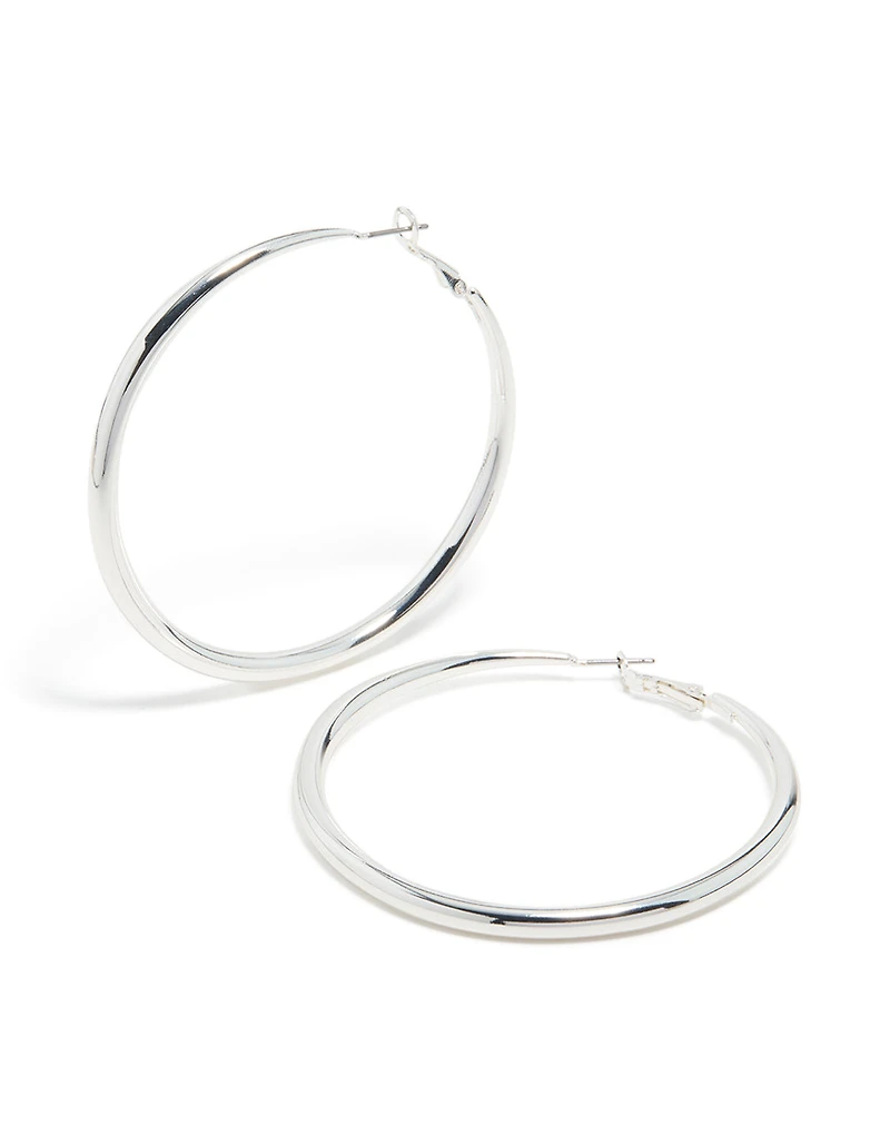 Silver Plated Dome Hoop Earrings