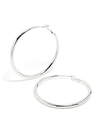 Silver Plated Dome Hoop Earrings