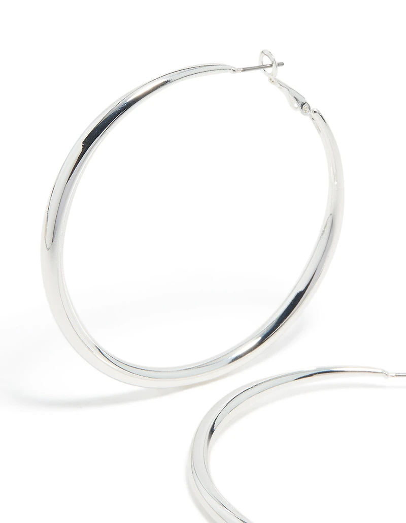 Silver Plated Dome Hoop Earrings