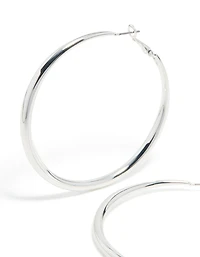 Silver Plated Dome Hoop Earrings