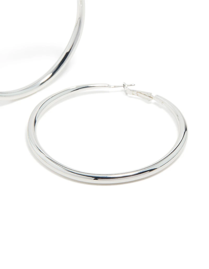 Silver Plated Dome Hoop Earrings