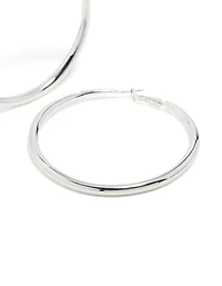 Silver Plated Dome Hoop Earrings