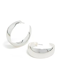 Silver Plated  Smooth Thick Hoop Earrings