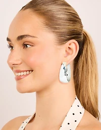 Silver Plated  Smooth Thick Hoop Earrings