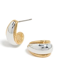 Mixed Metal Plated Small Teardrop Drop Earrings