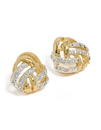 Mixed Metal Plated  Diamante Knot Stud Earrings