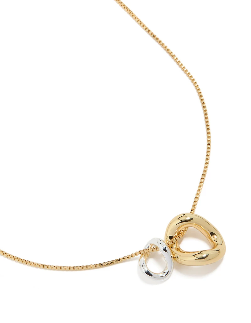 Mixed Metal Plated Small Swirl Pendant Necklace
