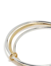 Mixed Metal Plated Linked Bangles