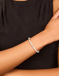 Silver Plated Bezel Diamante Tennis Bracelet