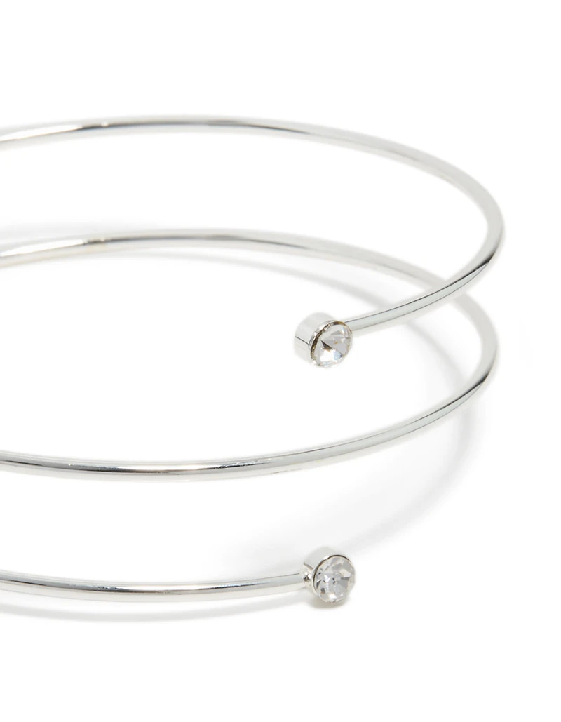 Silver Diamante Thin Wrap Arm Cuff
