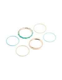 Bracelets mixtes en bambou dorés et bleus en paquet de 6