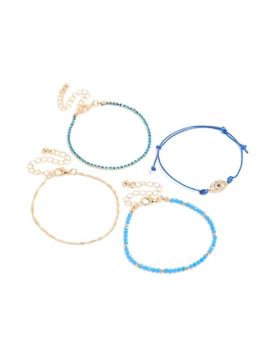 Gold Cord & Beaded Celestial Bracelets 4-Pack
