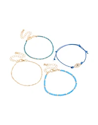 Gold Cord & Beaded Celestial Bracelets 4-Pack