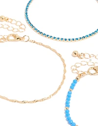 Gold Cord & Beaded Celestial Bracelets 4-Pack