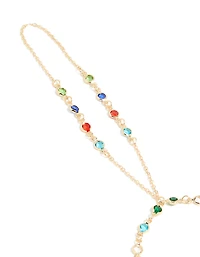 Gold Green, Red & Blue Diamantes Hand Chain