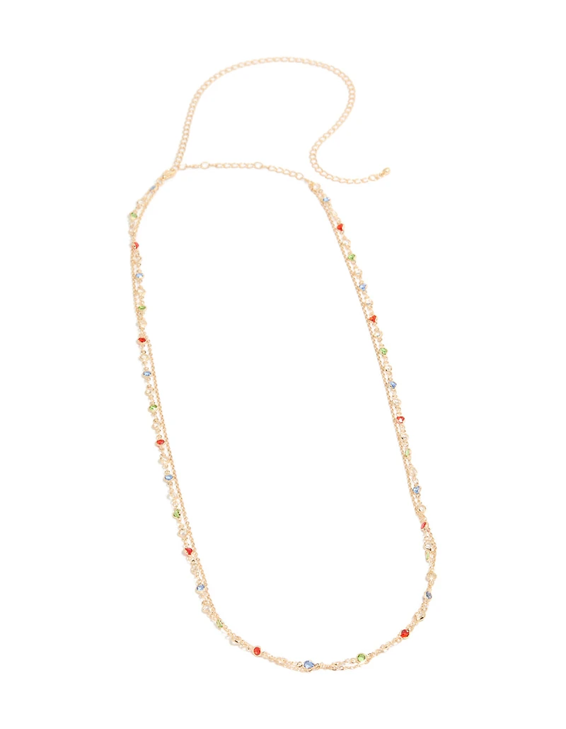 Gold Red Green Blue Stone Waist Chain