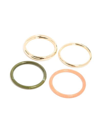 Gold & Mixed Acrylic Bangles 4-Pack