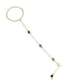 Gold Plated Multicoloured  Semi Precious Stone Beaded Hand Chain