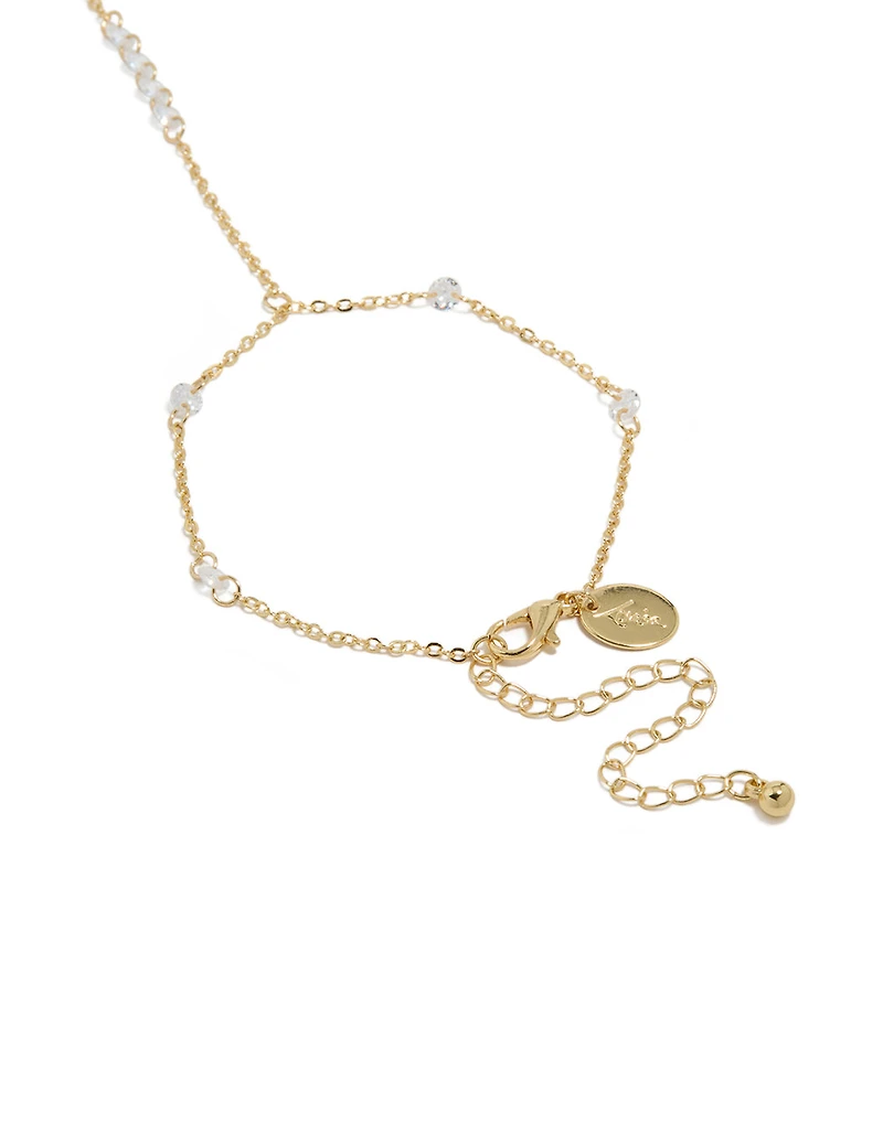 Gold Plated Floating Cubic Zirconia Hand Chain