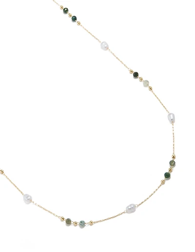 Gold Plated  Multicoloured Semi Precious Stone & Pearl Waist Chain