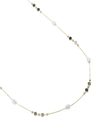 Gold Plated  Multicoloured Semi Precious Stone & Pearl Waist Chain