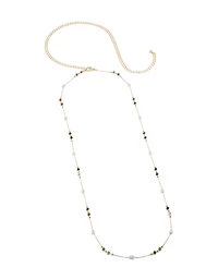 Gold Plated  Multicoloured Semi Precious Stone & Pearl Waist Chain