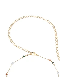 Gold Plated  Multicoloured Semi Precious Stone & Pearl Waist Chain