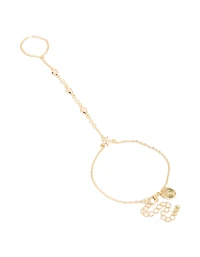 Gold Plated Pink Cubic Zirconia Teardrop Hand Chain