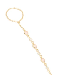 Gold Plated Pink Cubic Zirconia Teardrop Hand Chain