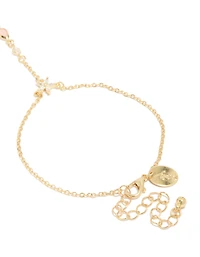 Gold Plated Pink Cubic Zirconia Teardrop Hand Chain