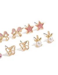 Kids Gold Pearl & Unicorn Stud Earrings 6-Pack