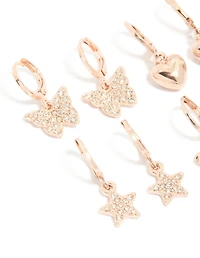 Kids Rose Gold Diamante Pavé Huggie Earrings 4-Pack