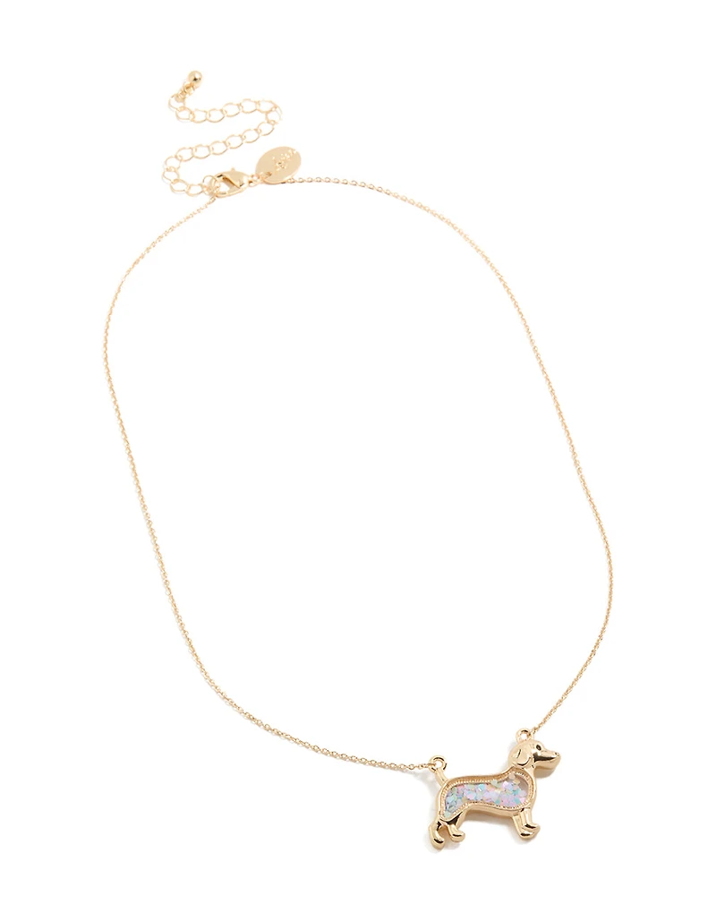 Kids Gold Sausage Dog Shaker Necklace