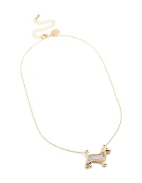 Kids Gold Sausage Dog Shaker Necklace