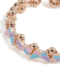 Kids Rose Gold Pastel Butterfly Bracelet & Ring Set