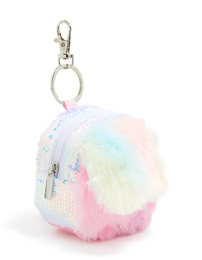 Kids Pink & Purple Fluffy Fabric Bunny Ear Purse
