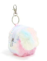 Kids Pink & Purple Fluffy Fabric Bunny Ear Purse
