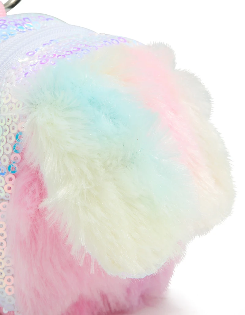 Kids Pink & Purple Fluffy Fabric Bunny Ear Purse