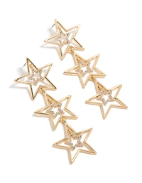 Boucles d’oreilles tombantes dorées Diamante Dazzling Star Trio