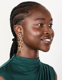 Boucles d’oreilles tombantes dorées Diamante Dazzling Star Trio