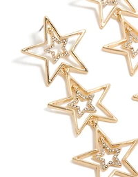 Boucles d’oreilles tombantes dorées Diamante Dazzling Star Trio