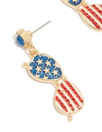 Boucles d’oreilles tombantes à lunettes de soleil dorées USA