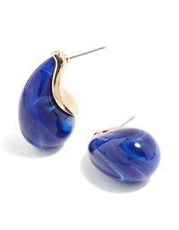 Gold Lovely Blue Pear Drop Earrings