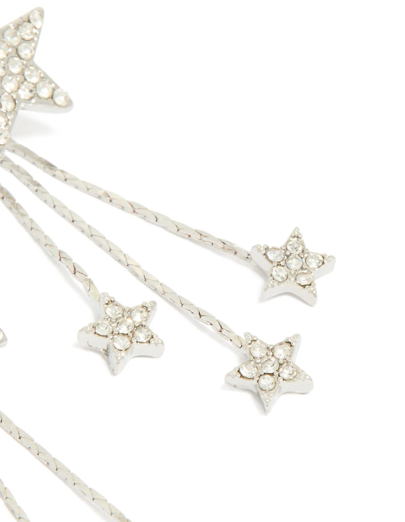 Silver Multi Star Drop Earrings