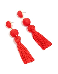 Boucles d’oreilles tombantes en tissu rouge